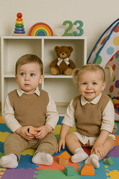 Nimini Kids Preschool Nursery Kindergarten Crew Neck Thessaloniki Knitted Sweater Unisex Baby Kids Sweater (0-5 Years)