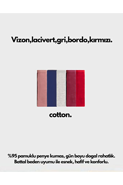 IPL Kadın Külot,Kadın Yüksek Bel Bato Pamuklu 5li Koyu Tonlar Külot Seti