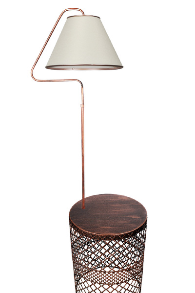 VENON Aydınlatma Lambader Rose Sehpalı Üçgen Siyah Bakır Patine (rose Çember) Krem Şapka