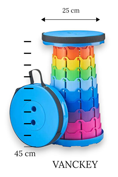 VANCKEY Portatif Katlanabilir Taşınabilir Kademeli Tabure Teleskopik Renkli Tabure ( Renk Karışık)