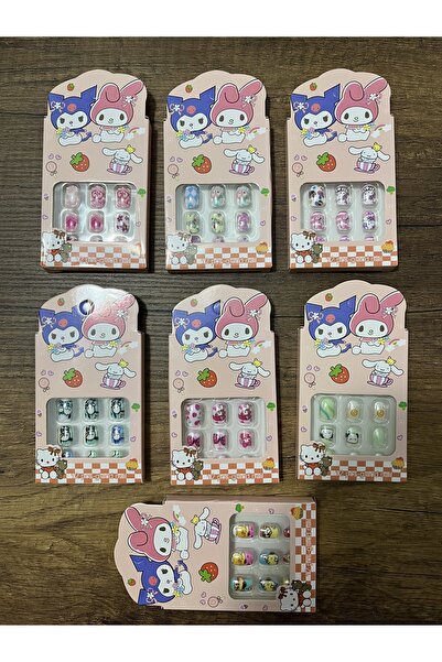synshop 1 Paket Kuromi Sanrio Çocuk Takma Tırnak Yapışkanlı