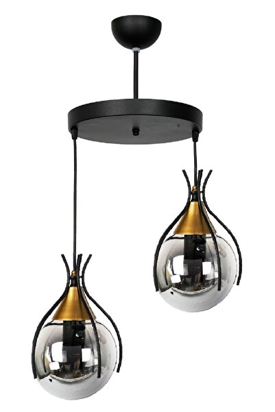 VENON Azur Siyah 2 li Sarkıt Avize – Modern Camlı Tavan Aydınlatma