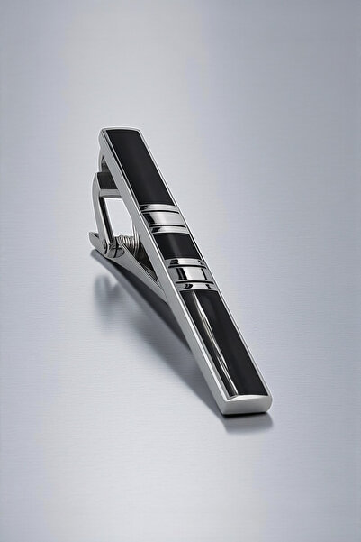 Milleniva مشبك ربطة عنق أسود مخطط