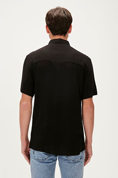 Bad Bear Smile Shirt Siyah Kısa Kollu Baskılı Erkek Gömlek