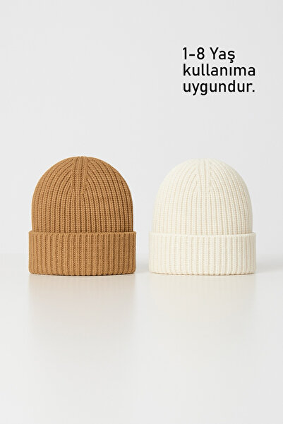 Baby Cais Collection طقم قبعة للأطفال والرضع مكون من قطعتين، قبعة شتوية محبوكة للجنسين من سن 1 إلى 8 سنوات