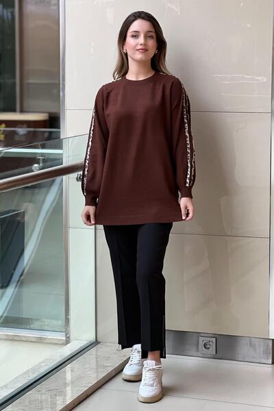 Mahal Crochet Knitwear Leopard Striped Knitwear Tunic