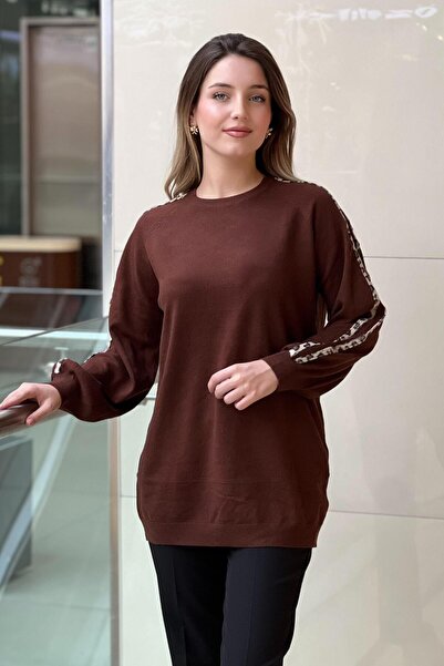 Mahal Crochet Knitwear Leopard Striped Knitwear Tunic