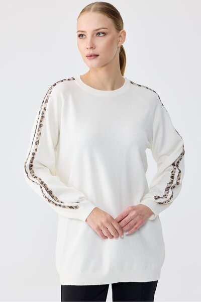 Mahal Crochet Knitwear Leopard Striped Knitwear Tunic
