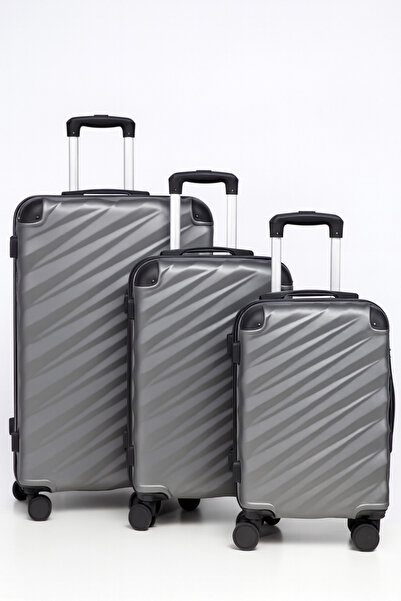 Space Luggage Set, ABS Material including Carry On Cabin Sizes, 20/24/28 Inches, Iron Grey 2556