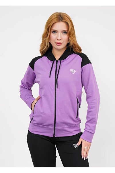 LF LAST FASHION Kapucnis lila 2 részes női tréningruha szett