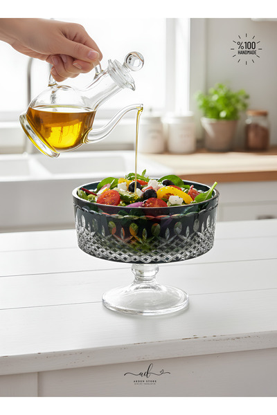 AKDEN STORE El İşçiliği Kesme Dekor Sunumluk Cam Kase