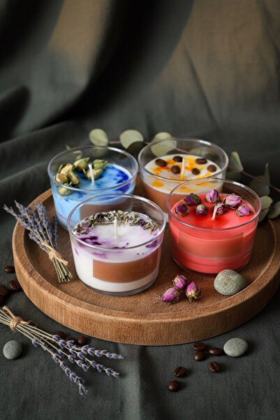 Trend Mum 4 Adet Kokulu Mum Seti , Lavanta/kahve/gül/vanilya Kokulu Mum , Hed...