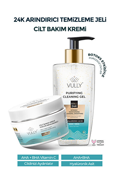 VULLY 24k Altın Parçacıklı Yüz Temizleme Jeli +Aydınlatıcı -nemlendirici-renk...