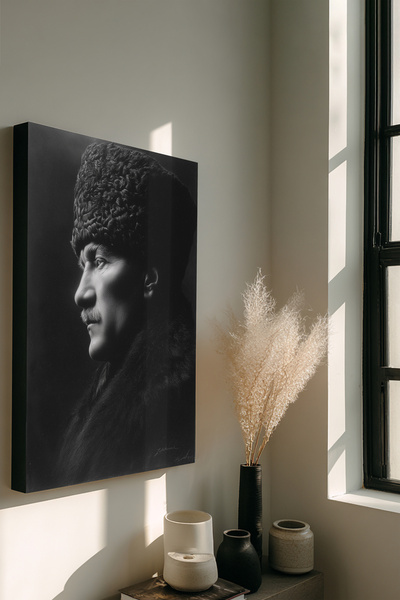 Ahsen resim çerçeve Atatürk Kanvas Tablo Siyah Beyaz İşyeri Ev
