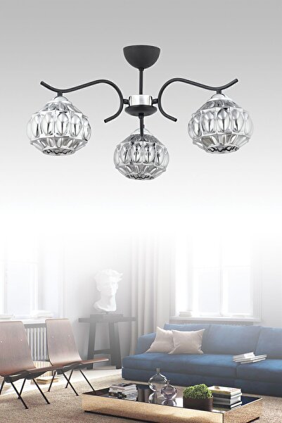 ESSLİGHT Elmas 3 Lü Plafonyer Avize Salon Mutfak Yatak Odası