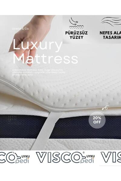 KOZZY HOME %100 Vi̇sco Tek Parça ,yatak Uyku Pedi (orta Yumuşak) 7cm Kalınlığında,2 Adet Yastık Kılıfı