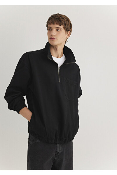 Mavi Siyah Gömlek Oversize / Geniş Kesim 0211137-900