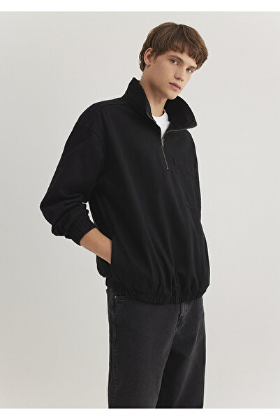 Mavi Siyah Gömlek Oversize / Geniş Kesim 0211137-900