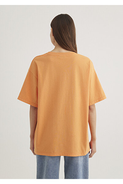 Mavi Logo Printed Orange T-Shirt Oversize / Wide Cut 1600843-71407
