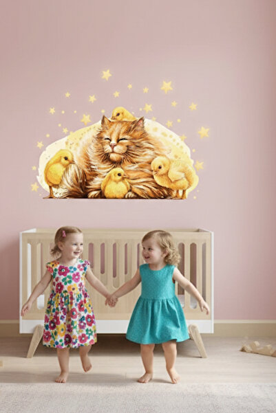 KT Decor Set zidnih naljepnica za dečju sobu sa mačka uspavanih patkica i zve...