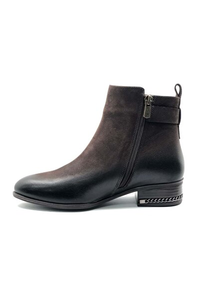 Venüs Γυναικείες μπότες με κοντό τακούνι από γνήσιο δέρμα 2152712K - Καφέ - 36