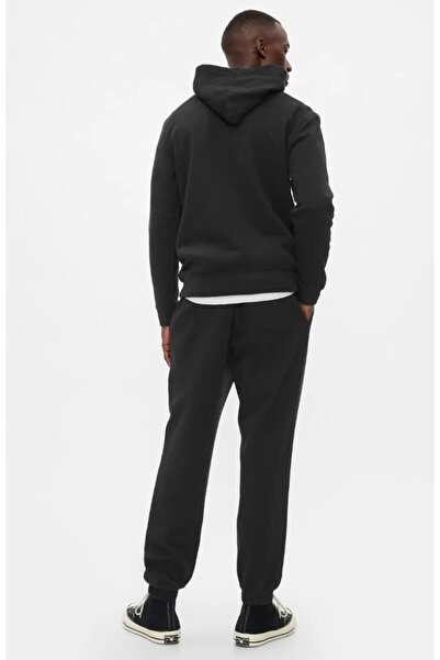 GAP V-Heritage 500382 Logo Fleece Jogger Ανδρικό παντελόνι από ύφασμα γαλλικής πετσέτας ΜΑΥΡΟ