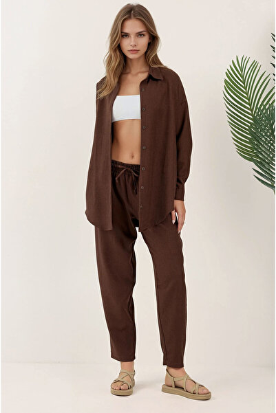 Hiccup Комплект от риза с дълги ръкави и панталони от ленен микс BDART