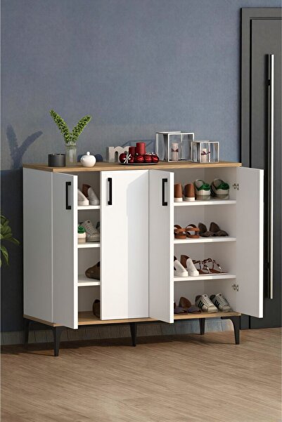 Moonlife Valencia 4 Kapaklı Antre,Hol,Ayakkabılık Beyaz Çam