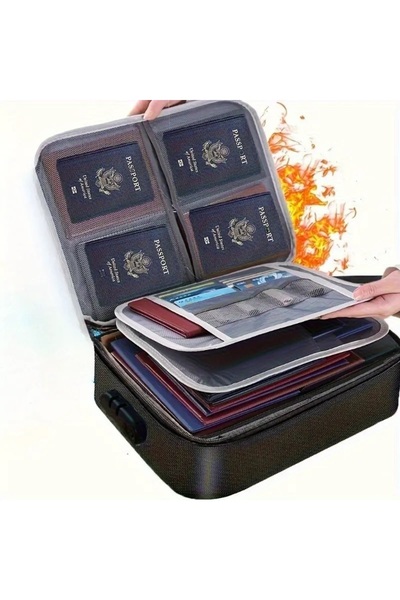 Generic Large Capacity Lockable Document Bag, 3-Tier Document Storage Box with Zipper, for Business and Travel