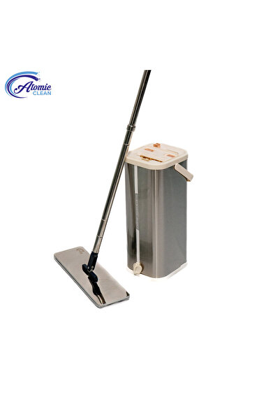 NO BRAND Set găleată din oțel inoxidabil cu mop plat, PB 36, Argintiu