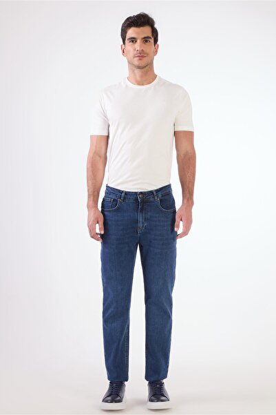 Dufy Mavi Slim Fit Erkek Denim Pantolon