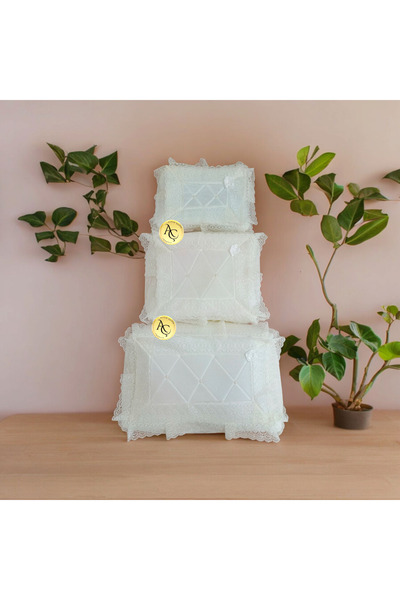 Altın Çeyiz Tekstil Gelin Modeli Kadife Fransız Güpürlü Bohça Söz Nişan Hurcu Çeyizlik 3'lü Set