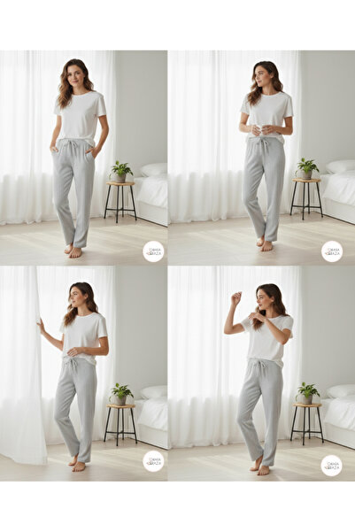 chiara grazia Pantaloni de pijama interlock cu textura moale