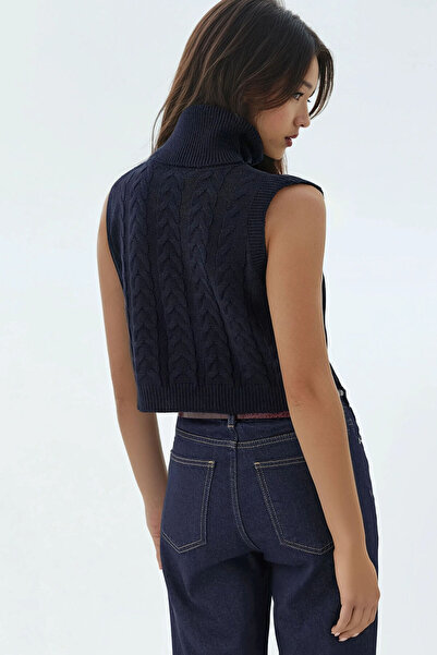 Hiccup Pulover tricotat cu guler înalt cu împletitură de păr