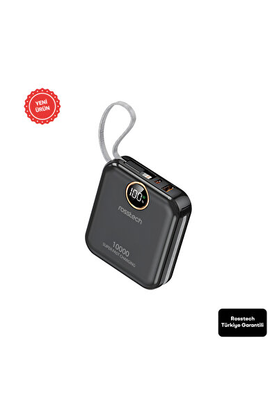 ROSSTECH Rs-400 10.000MAH Ultra Slim 22.5W Pd Dijital Ekranlı Dahili Çift Kablolu Powerbank