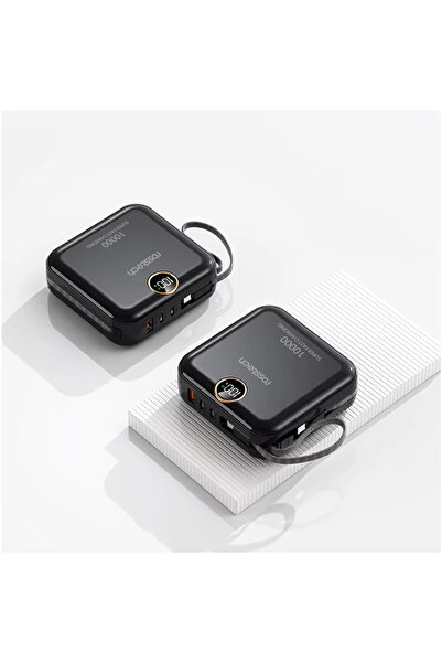 ROSSTECH Rs-400 10.000MAH Ultra Slim 22.5W Pd Dijital Ekranlı Dahili Çift Kablolu Powerbank