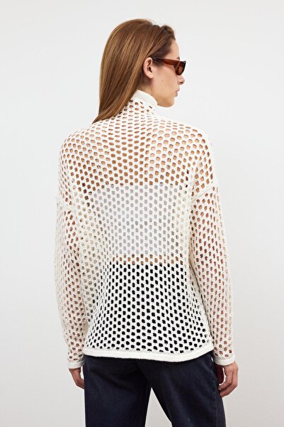 SHERIN Ecru Hole Knitwear Sweater