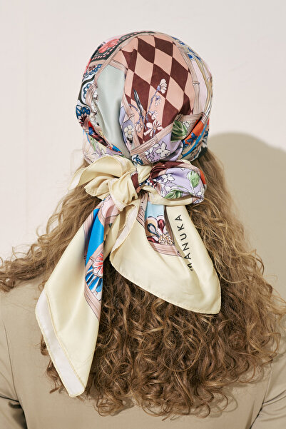 Manuka Szatén mintás kendő gül