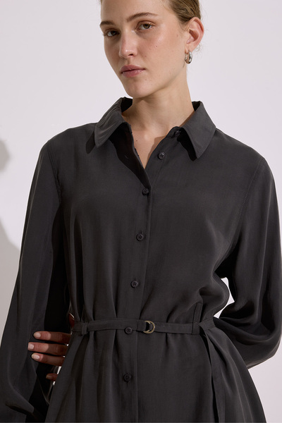 Manuka Modal Belted Shirt Anthracite