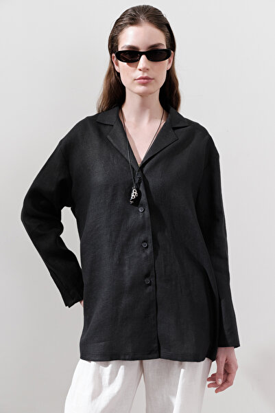 Manuka Linen Wide Sleeve Shirt Black