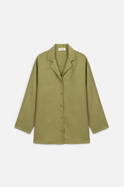 Manuka Linen Wide Sleeve Shirt Apple Green