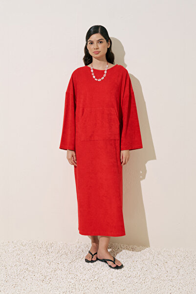 Manuka Towel Fabric Casual Dress Red