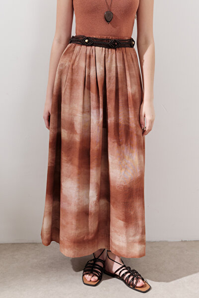 Manuka DESENLİ PAMUKLU HAFİF ETEK KİREMİT