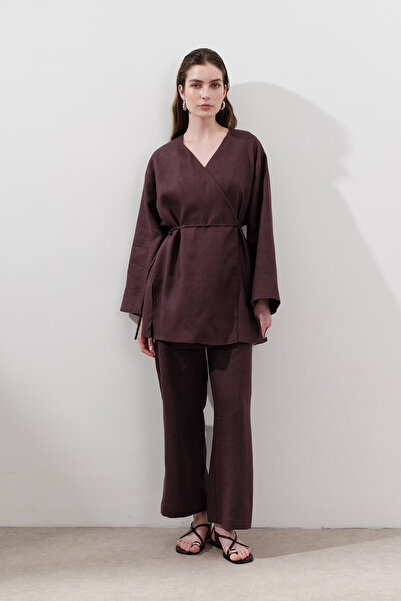 Manuka LEN KRUVAZE ZAPÍNÁNÍ KIMONO ŠEŘÍK