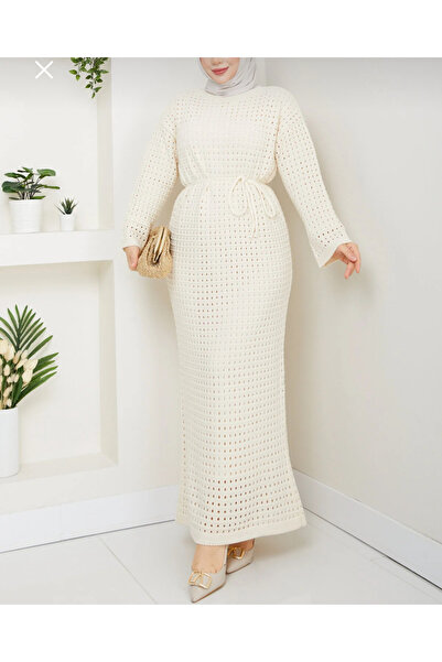 Sara Deluxe KREM RENGİ ÖRME ELBİSE