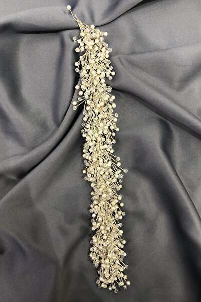 Hayalperest boncuk Incili Ve Şeffaf Cam Kristal Boncuklu Gelin  Kına Tacı