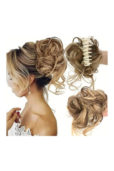 Mina Peruk Tokalı Kuyruklu Dağınık Topuz - Kahverengi Balköpüğü Röfleli