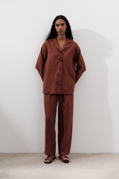 Manuka Linen Wide Sleeve Shirt Copper