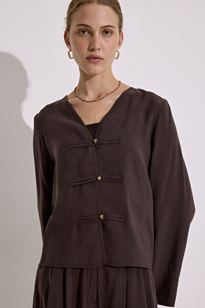 Manuka Modal Wide Sleeve Blouse Bitter Brown