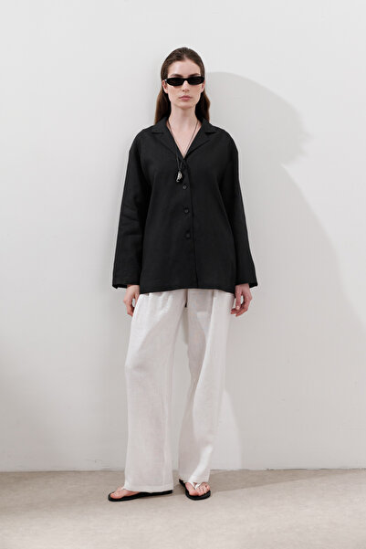 Manuka Cămașă LECĂ CU MÂNER LARGE NEGRĂ